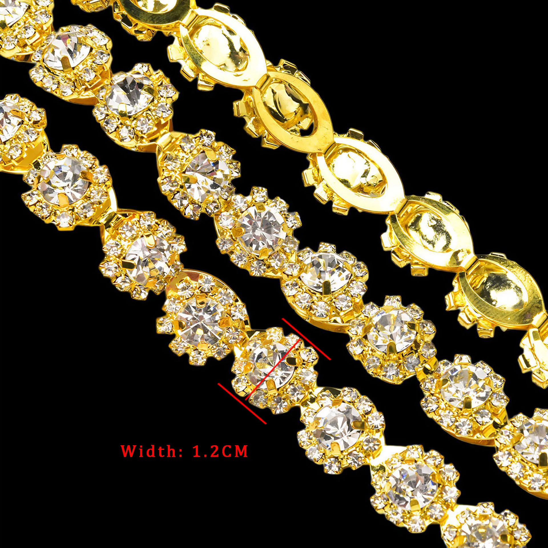 10Yard Rhinestone Chain Crystal Diamond DIY Crafts Wedding Decoration Fashion Gift Golden Rhinestone Ribbon Clothing Accessories - Image 10