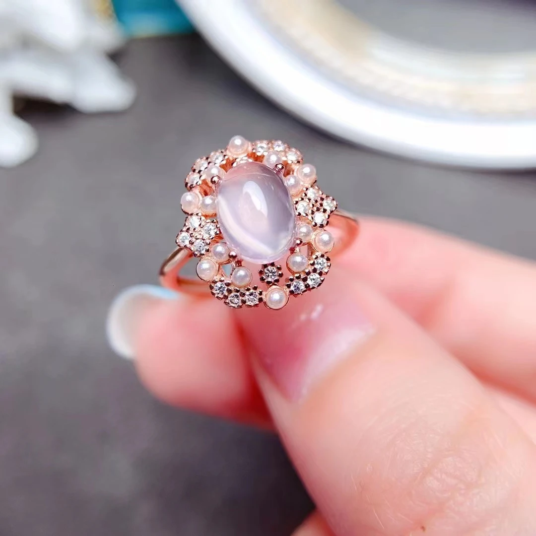 FS High-quality Ross Quartz S925 Sterling Silver Pendant Necklace Ring Set Fine Fashion Charm Weddings Jewelry Women MeibaPJ FS - Image 2