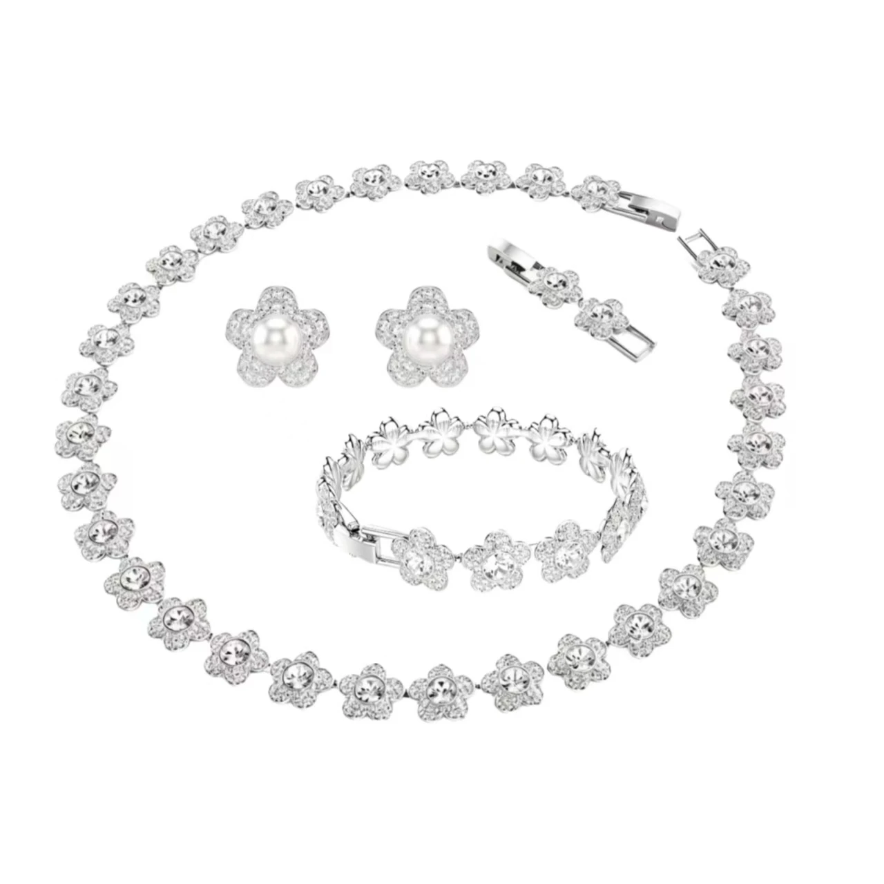 High-quality classic zircon necklace, bracelet, and stud earring set, S925 silver, gift, banquet, couple, anniversary - Image 6