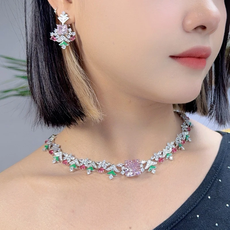 Pure 925 Sterling Silver Jewelry For Women Big Gemstone Wedding Jewelry Set High Quality Earrings Necklace Party Fine Jewelry - Image 5