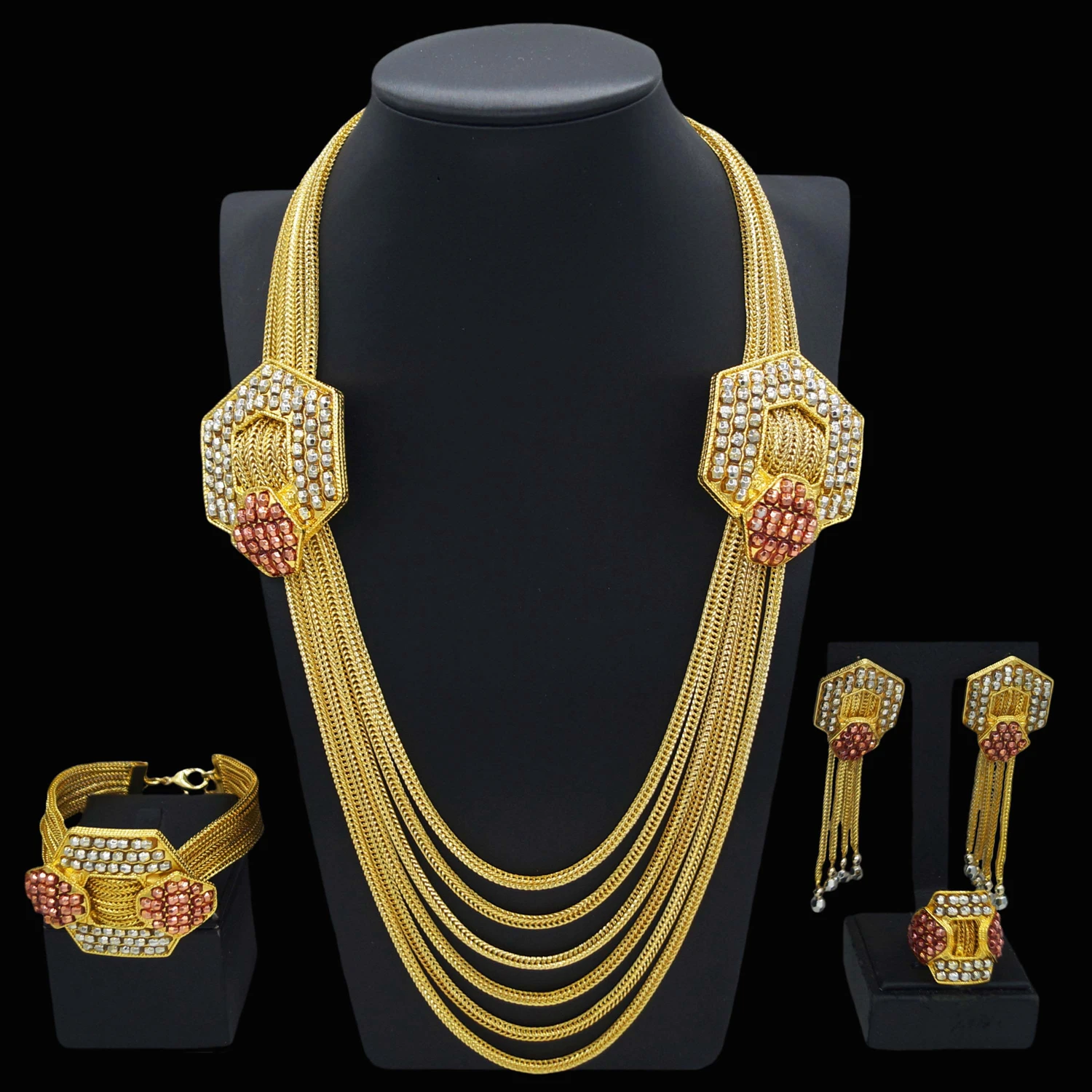 Italian High Quality Fashion Jewelry Set 18K Gold Plated Women Necklace Earrings Ring Party Engagement Gift - Image 7