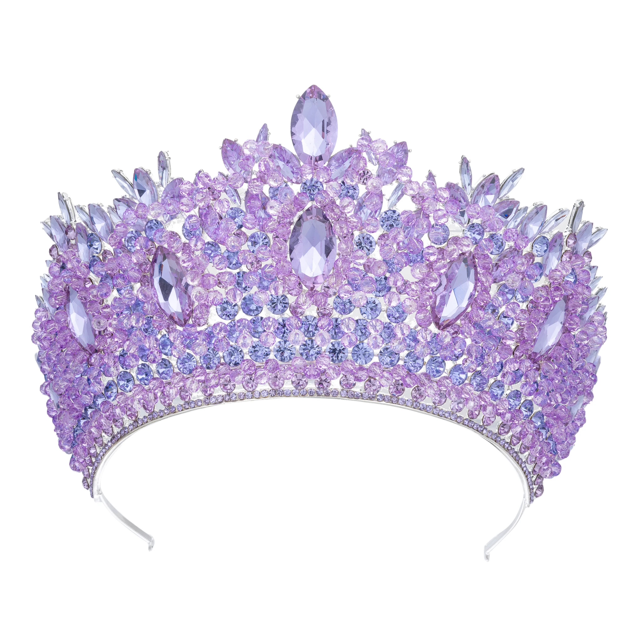Baroque Wedding Crowns For Pageant Miss Universe Big Crystal Bridal Tiara Crown For Wedding Bride Diadem Hair Jewelry Headdress - Image 5