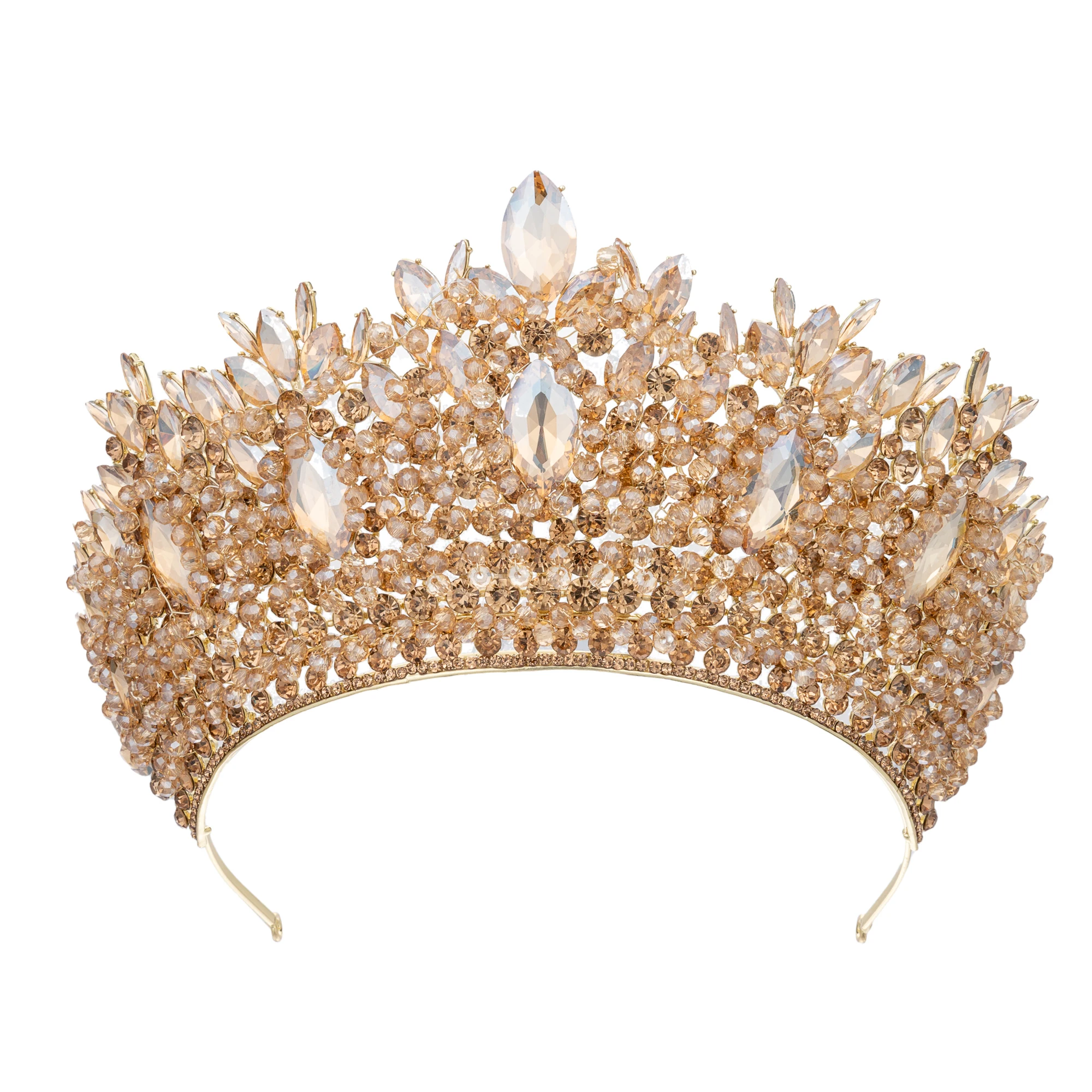 Baroque Wedding Crowns For Pageant Miss Universe Big Crystal Bridal Tiara Crown For Wedding Bride Diadem Hair Jewelry Headdress - Image 8