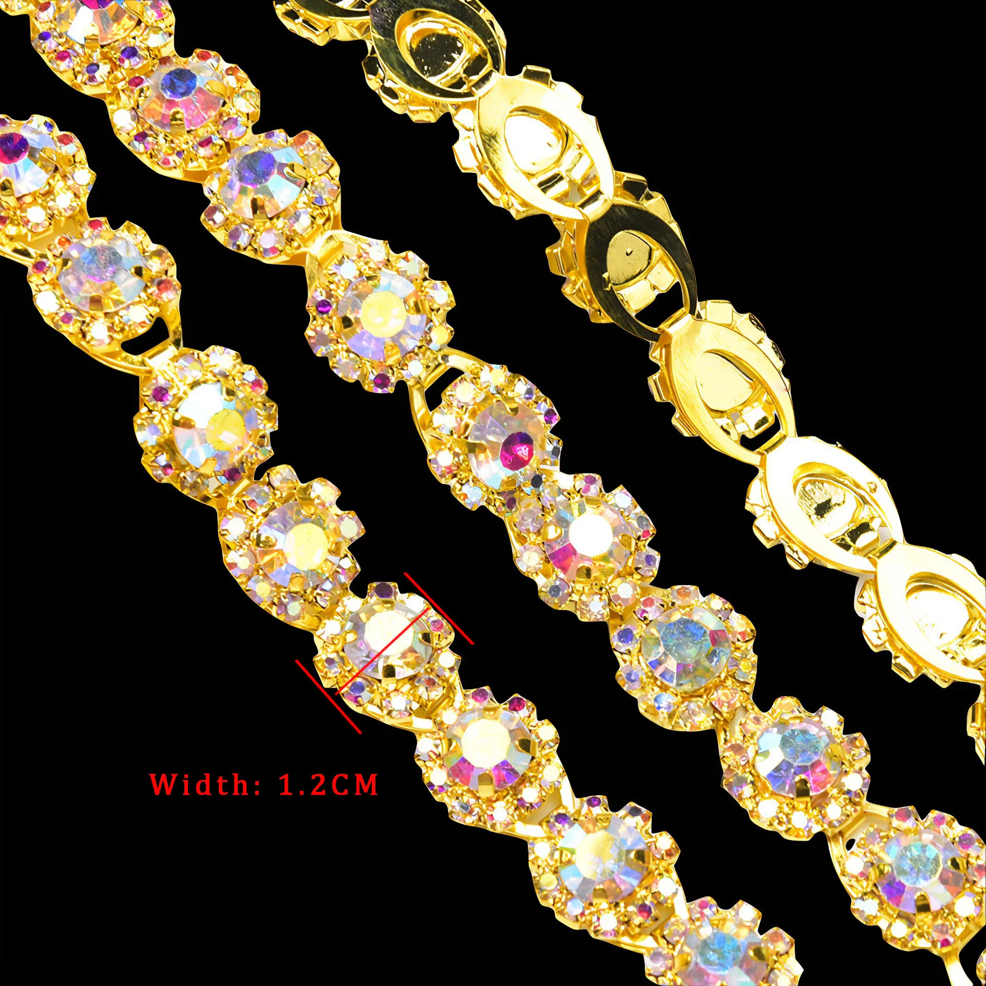 10Yard Rhinestone Chain Crystal Diamond DIY Crafts Wedding Decoration Fashion Gift Golden Rhinestone Ribbon Clothing Accessories - Image 3